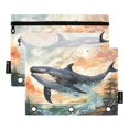 thumbnail image 2 of Whales Waves Trees Clouds 2 Pack Pencil Pouches Zipper Pencil Case 3 Ring Pencil Pouch Cosmetic Bag, 2 of 6