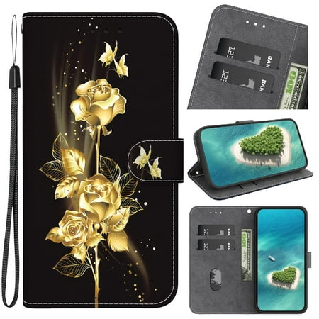 

Case for Xiaomi Redmi 12C Wallet Butterfly Flower Painted PU Leather Magnetic Closure Card Slots