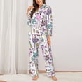 thumbnail image 2 of Pajama Sets for Women 2 Pcs, Summer with Flamingo Button Down Long Sleeve Sleepwear Lounge PJ Sets, 2 of 6