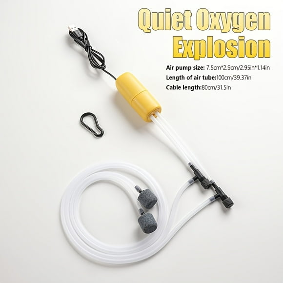 HLONK AquaPro Pompe à Oxygène USB pour Aquarium - Mini Oxygénateur Automatique Silencieux Haute Efficacité pour Aquariums 1 Pce