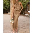 thumbnail image 2 of BTFBM Cocktail Dresses for Women Summer Satin Silk Sleeveless Mock Neck Maxi Wedding Guest Dress Spring Outfits, 2 of 8