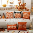 thumbnail image 6 of Fall Pillow Covers 18x18 inch Set of 2 Fall Decoration White Thick Lines Pumpkin Decor Orange Autumn Outdoor Pillow Cover Thanksgiving Decoration for Home Couch 118C, 6 of 6