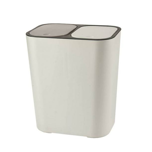 Wosthever Botes de basura pequeños de doble cubo: ahorran espacio para una fácil gestión de residuos Botes de basura con separación seca y Suministros de limpieza para el hogar Marfil