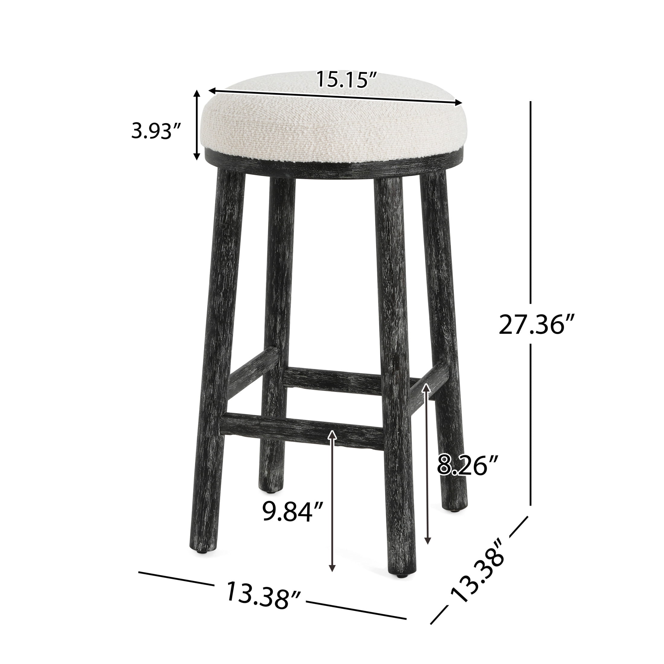 Christopher Knight Home Rustic 27.36" Counter Height Bar Stools, Solid Wood Frame, Black, Set of 4
