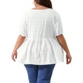 thumbnail image 4 of DARING DIVA Women's Plus Babydoll Crew Neck Flowy Blouse 1X White, 4 of 6