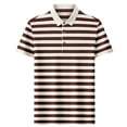 thumbnail image 4 of Mens Polo Shirts Loose Bussiness Striped Shirt Cotton Moisture Wicking Classic Collared Casual Golf Shirts for Middle-aged Size M-4XL Coffee, 4 of 9