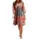 thumbnail image 2 of Txlixc, vestido bohemio informal de verano para mujer, estilo étnico, estampado Floral, cuello en V, manga abullonada, vestido corto oscilante a la moda Txlixc  Vestido bohemio casual de verano para mujer, 2 of 5