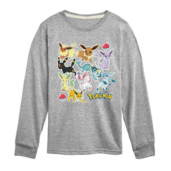 Pokémon - Eevee Evolution Stickers - Youth Long Sleeve Graphic T-Shirt