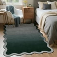 thumbnail image 2 of Garvee 8'x10' Scalloped Area Rugs Modern Abstract Washable Rug, Neutral Farmhouse Carpet Non-Slip Low Pile Indoor Rug for Living Room Bedroom Home Office, Black, 2 of 8