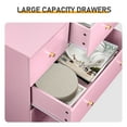 thumbnail image 5 of Modern Pink Drawer Cabinet with Matte Gold Handles, 5-Drawer Storage Organizer, Textured Linen-Laminate Flakeboard Cabinet for Home Office Bedroom Entryway, 5 of 9