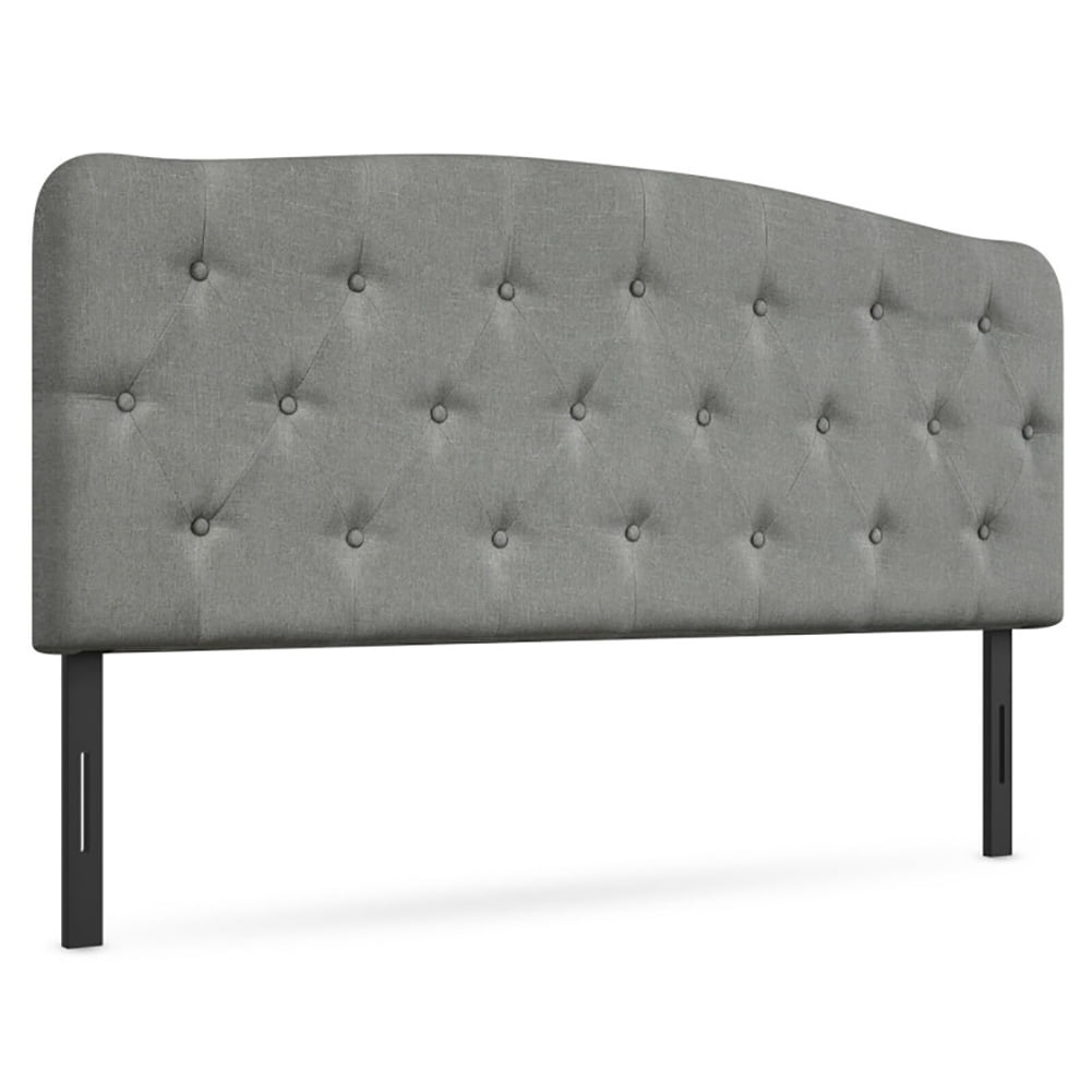 Canddidliike Full Tufted Fabric Modern Headboard in Light Gray Linen Fabric