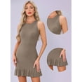 thumbnail image 2 of DARING DIVA Ruffle Ribbed Sleeveless Knit Bodycon Tank Mini Dress XS Light Brown, 2 of 6