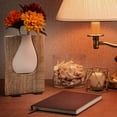 thumbnail image 4 of Excello Global Products Matte White Glass and Wood Vase - Rustic Flower Vase Decorative Centerpieces for Dining Room Table Coffee Tables Vintage Farmhouse Decor (Short - 8" x 6") - EGP-HD-0344A, 4 of 4