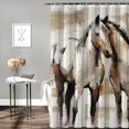 thumbnail image 2 of Shiartex Horses Printed Shower Curtain 100% Polyester Fiber Washable Bathroom Decoration with Hooks 36x72, 2 of 7