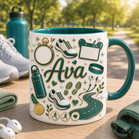 Running Lover Mug 3D Personalized Runner Gift for Marathon, Jogging, Coffee & Tea