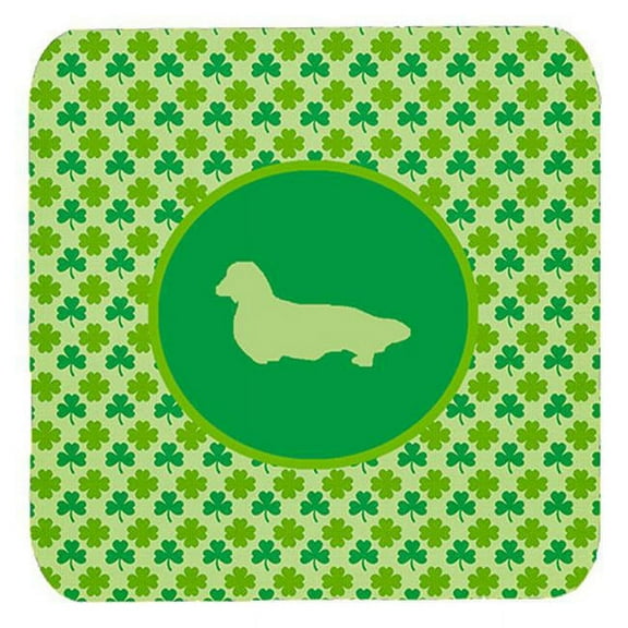 Dachshund Longhair Lucky Shamrock Foam Coasters, Set Of 4