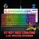 thumbnail image 2 of Teclado de membrana inalámbrico HXSJ L100 2,4G, diseño de 87 teclas, efecto de luz RGB, tapa de llave ABS, batería de litio integrada de 1800mAh, negro Romacci Teclado, 2 of 6