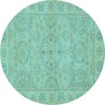 thumbnail image 1 of Ahgly Company Indoor Round Oriental Light Blue Traditional Area Rugs, 7' Round, 1 of 4