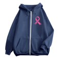 thumbnail image 4 of Breast Cancer Awareness Hoodies for Women 2025 Zip Up Long Sleeve Hoodie with Pockets Hooded Sweatshirt Women Jacket, 4 of 6