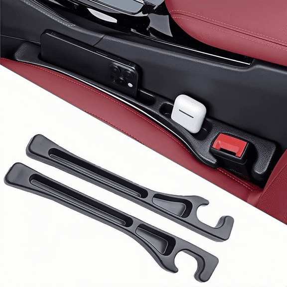 Swartisfad Car Seat Gap Filler Organizer, 2 PCS Universal Seat Gap Plug Blocker Anti-Drop Console Catcher Phone Keys Storage for Car Truck SUV, Black