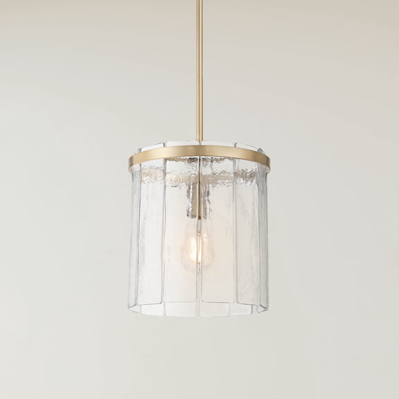 Possini Euro Design Possini Euro Soresi 10"W Satin Brass and Piastra Glass Mini Pendant