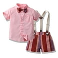 thumbnail image 7 of Kids Toddler Boys Shorts Set Casual Short Sleeve Blue Striped Shirt Tops Suspender Shorts With Tie Gentleman Two Piece Clothes Set Summer Outfits,Size 12 Months 18 Months, 7 of 7