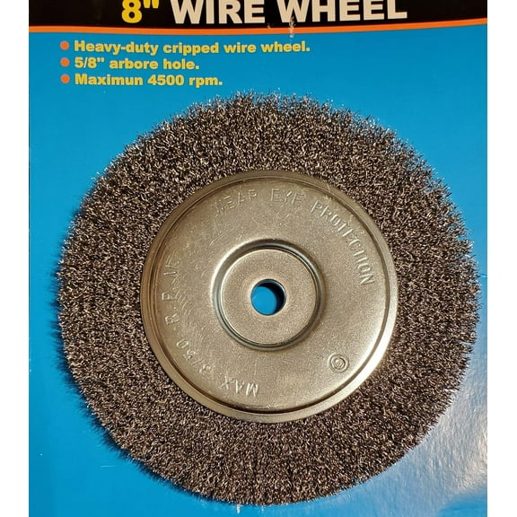 2pc 8" Bench Grinder Wire Wheels Super Thick 4 laps Steel Wire 5/8 Arbor inch