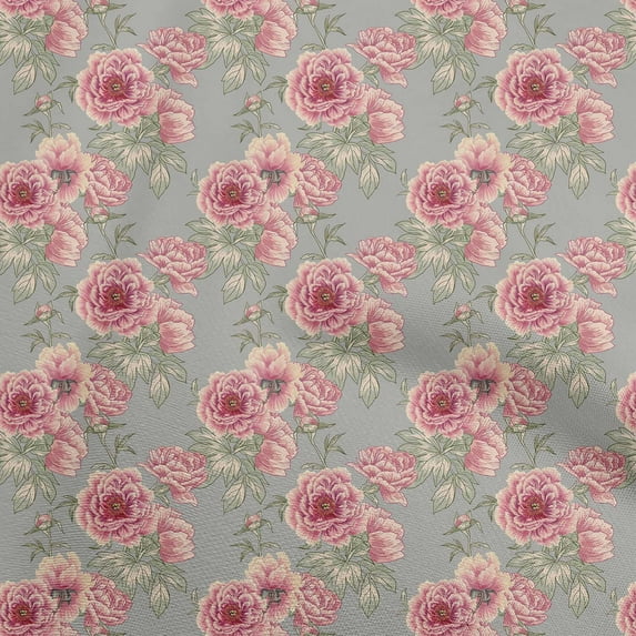oneOone Silk Tabby Gray Fabric Florals Quilting Supplies Print Sewing Fabric By The Yard 42 Inch Wide