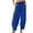 Blue, variant on Ohufall Capris for Women Summer Fashion Solid Color Ice Silk Capri Pants Loose Fit Drawstring Elastic Waist Cropped Pants