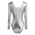 thumbnail image 2 of Choomomo Women's Shiny Long Sleeve Ballet Dance Leotard Body Metallic Gymnastics Unitard Dance Wear Silver XL, 2 of 7