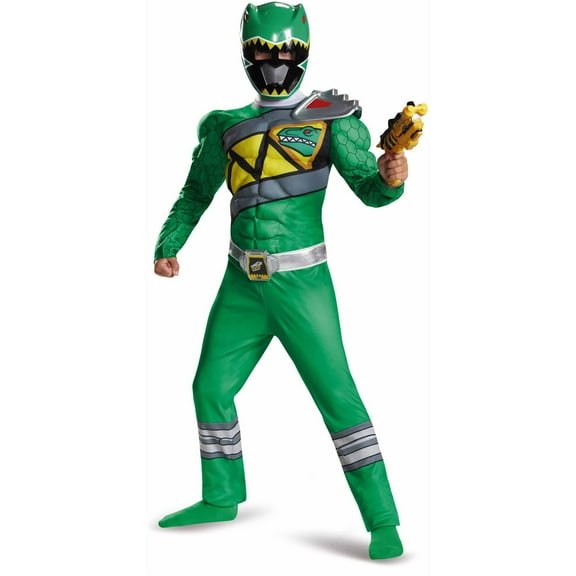 Disguise Boys' Deluxe Power Rangers Dino Charge Green Ranger Muscle Costume - 7-8