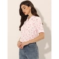 thumbnail image 4 of Blusa Floral De Manga Corta Con Cuello En V Para Mujer Rosa L, 4 of 5