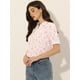 thumbnail image 4 of Blusa Floral De Manga Corta Con Cuello En V Para Mujer Allegra K Rosa M, 4 of 5