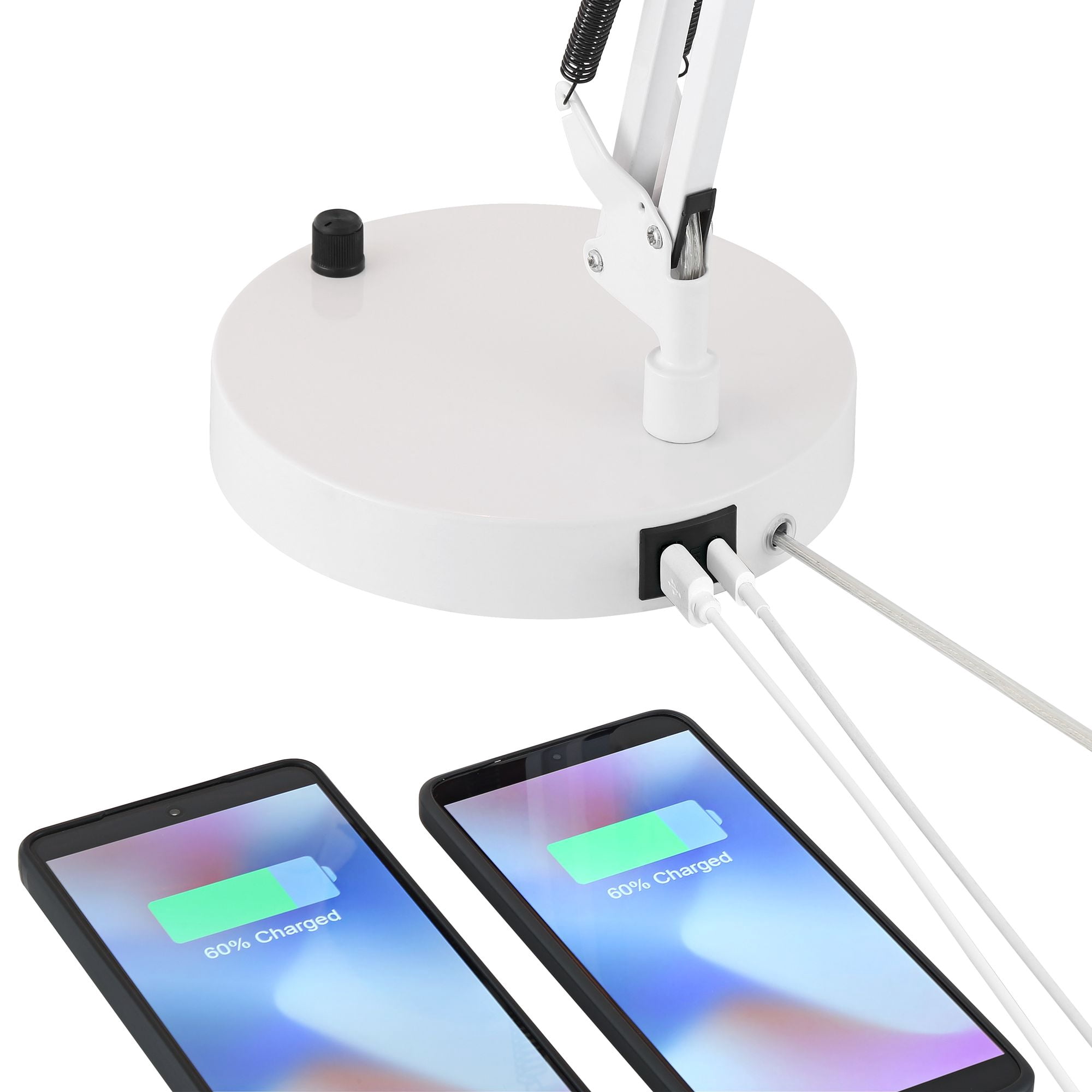 360 Lighting Shoup 33 1/2" Tall Large Modern Desk Lamp USB Port Architect Adjustable Height White Finish Metal Single Charging