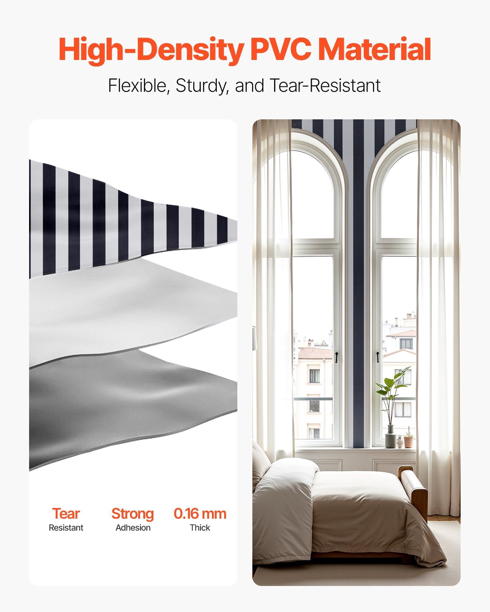 Black and White Striped Self-adhesive Wall Paper, Water-resistant Self-adhesive, Easy To Clean, Suitable for Bedrooms, Kitchens, Bathrooms, Offices, Etc.