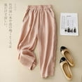 thumbnail image 2 of BiZtdJrK Womens Cotton Linen Straight Leg Pants Solid Casual Elastic Waist Trousers Summer Lightweight Palazzo Pants Going Out Beach Outfits Sales for Today on Walmart Pink XL, 2 of 7