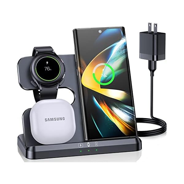 Samsung Wireless Charger Trio, Black with Gear Base for