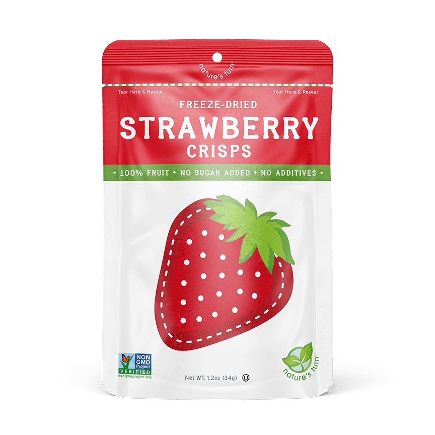 Nature's Turn Freeze-Dried Strawberry Crisps, No Added Sugar, Healthy Natural Fruit Crisp Snack for School Lunches, 6 Pack (1.2 oz Each)