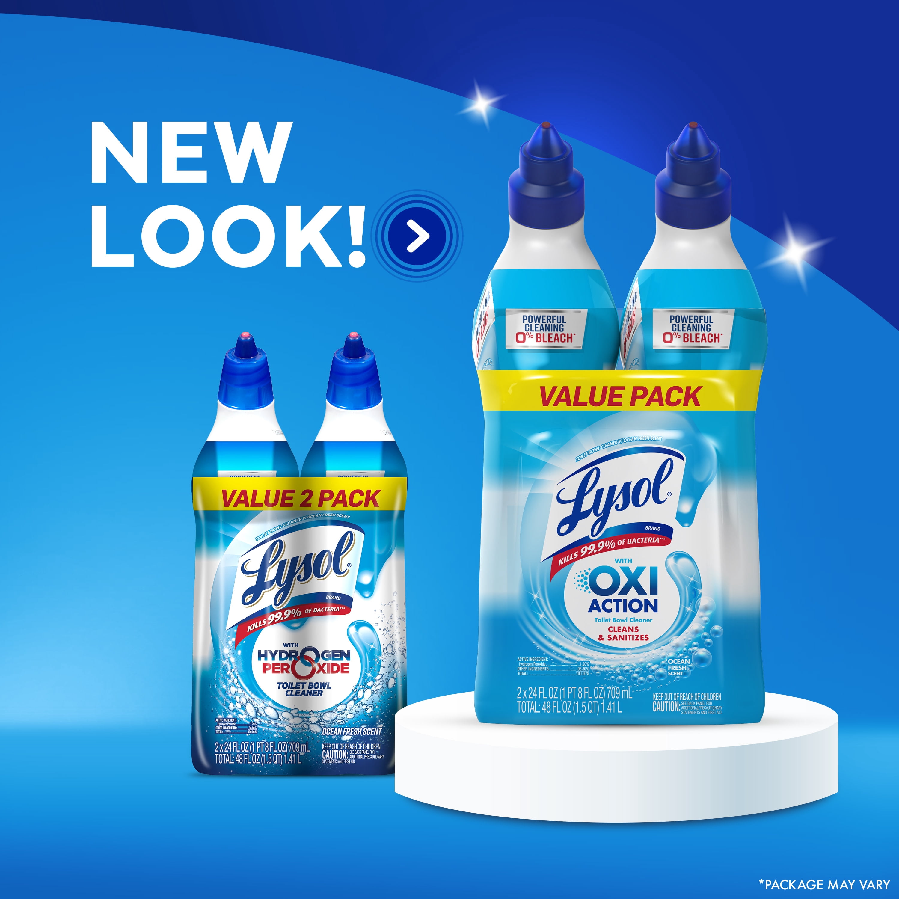Lysol Toilet Bowl Cleaner Clinging Gel, OXI Action, Sanitizing Bathroom Cleaner and Toilet Bowl Stain Remover, Bleach Free, 24 fl oz (2 Pack)