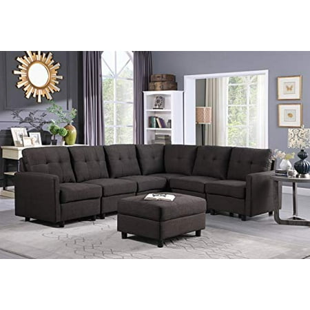 Dazone Modular Sectional Sofa Assemble 7 Piece Sofas Bundle Set Cushions Easy To Left Right Arm Chair Armless Corner Ottomans Table Charcoal Canada Dazone Modular Sectional Sofa Assemble, How To Assemble A Sectional Sofa