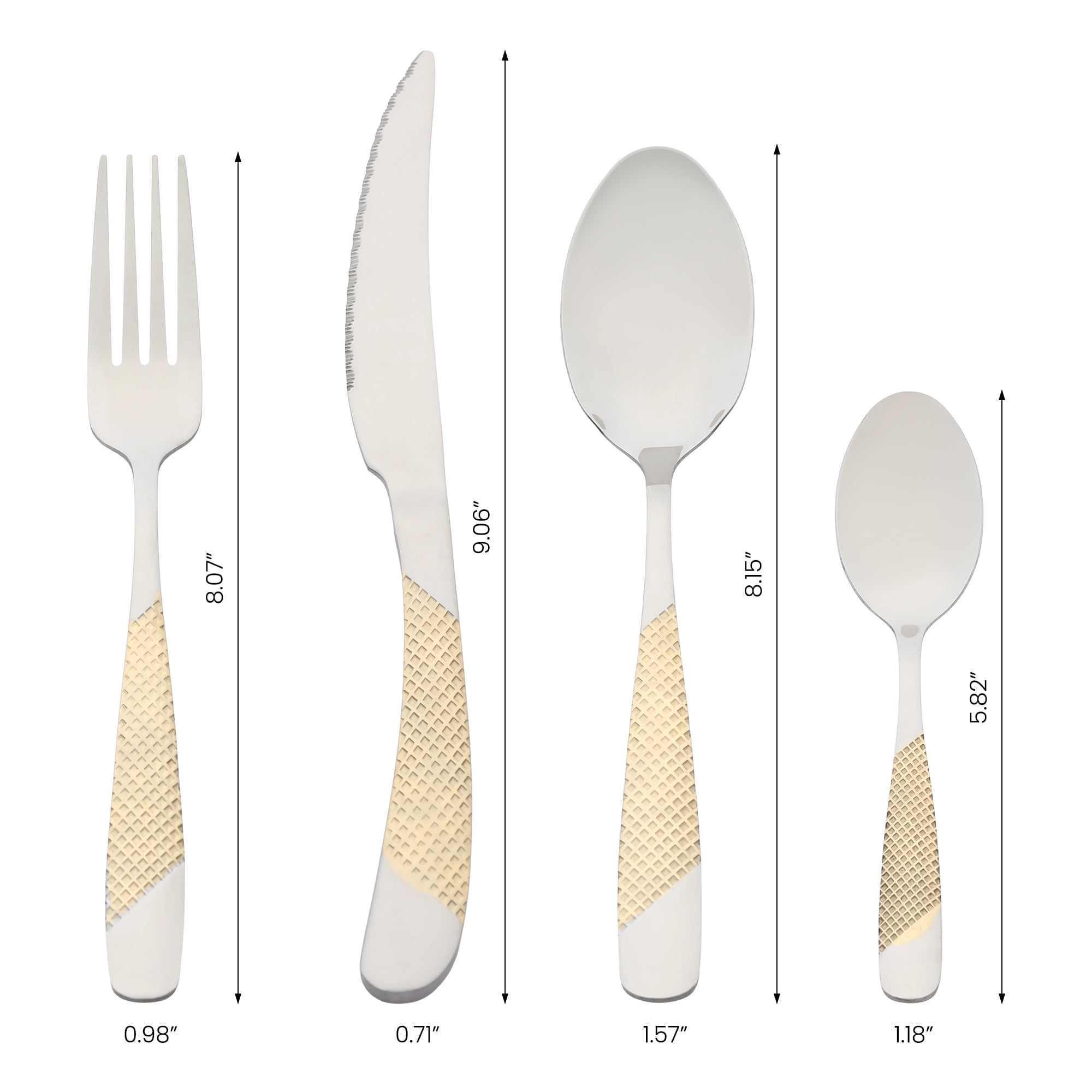 Unique Bargains Stainless Steel Flatware Set Silver Gold 24 Pcs