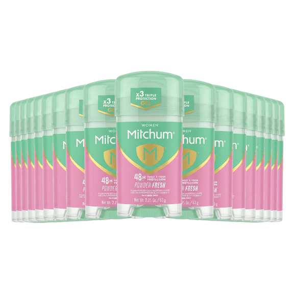 Mitchum Clear Gel Antiperspirant Deodorant Powder Fresh, 2.25 oz 18 Pack