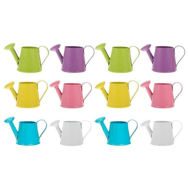 12pcs Mini Iron Watering Cans Mini Kettle Model Miniature Handheld Watering Pots Photo Props