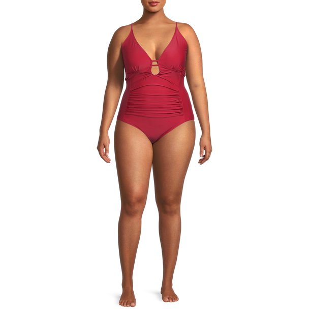 Nicole Miller Women S Plus Size Solid One Piece Swimsuit Walmart Com