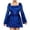 Blue, variant on Women's Gothic Vampire Devil Velvet Lace Dress Square Neck Bell Sleeve Mini Dress with Lace Up Front for Halloween Dark Costume Party Black S