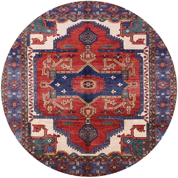 Ahgly Company Indoor Round Mid-Century Modern Pink Persian Area Rugs, 6' Round