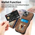 thumbnail image 2 of ELEHOLD for iPhone 12 Case with Ring Holder, iPhone 12 Wallet Case with RFID Blocking Card Holder Wristlet Strap, Magnetic Button Flip Folio Kickstand Shockproof Phone Cover,Brown, 2 of 10