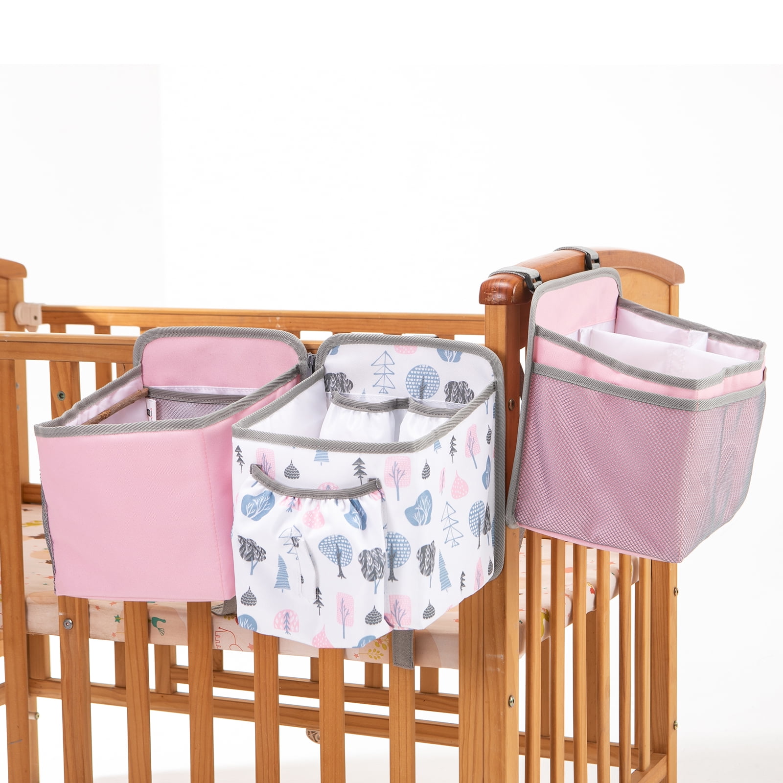 Baby Stroller Organizer Bag Bedside Caddy Diaper Storage Bin Hanging Storage Bag for Baby Bed/Baby Cart