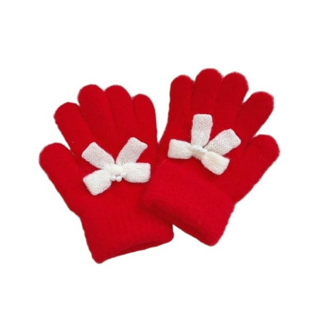 Solid Color Woolen Gloves for Children Outdoor Warm Knitted Gloves