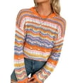 thumbnail image 6 of Douhoow Women Striped Sweater Casual Color Block Loose Hollow Out Knitted Pullover, 6 of 8